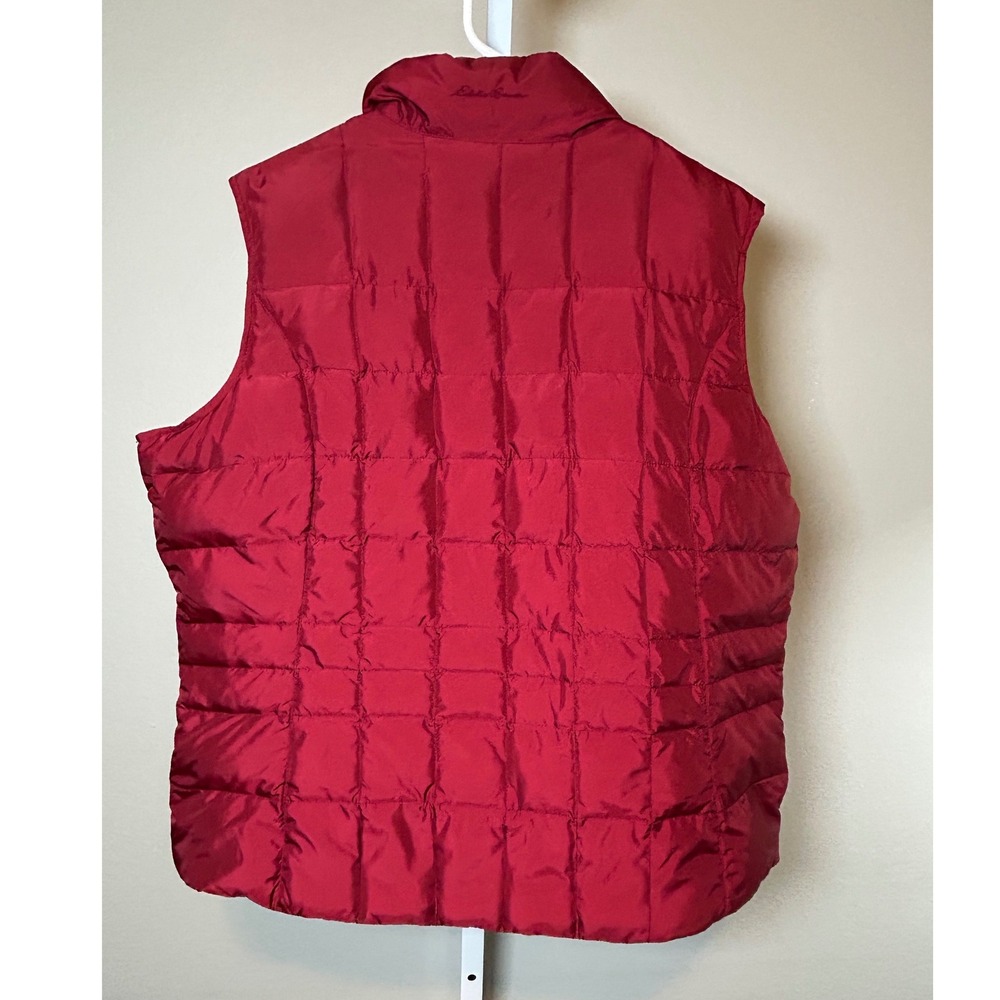 Eddie Bauer Puffer Vest Women's XL Red Quilted Goose Down Full Zip Fleece Collar - Picture 6 of 10